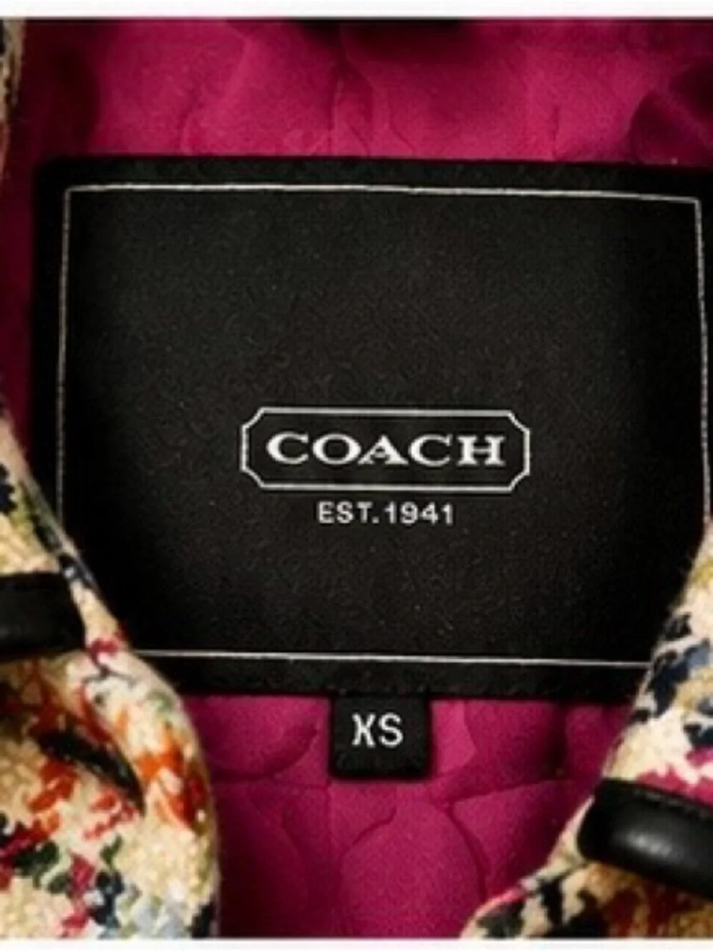 Coach Multicolor Plaid Peacoat with Black Trim